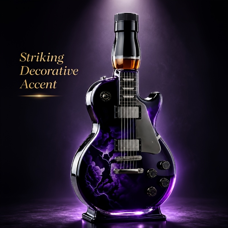TEMU Electric Guitar Shaped Whiskey Decorative Bottle - Rock Legend Glass , Suitable For Bars, Restaurants, Musician Gifts - Themed Tableware, Liquor