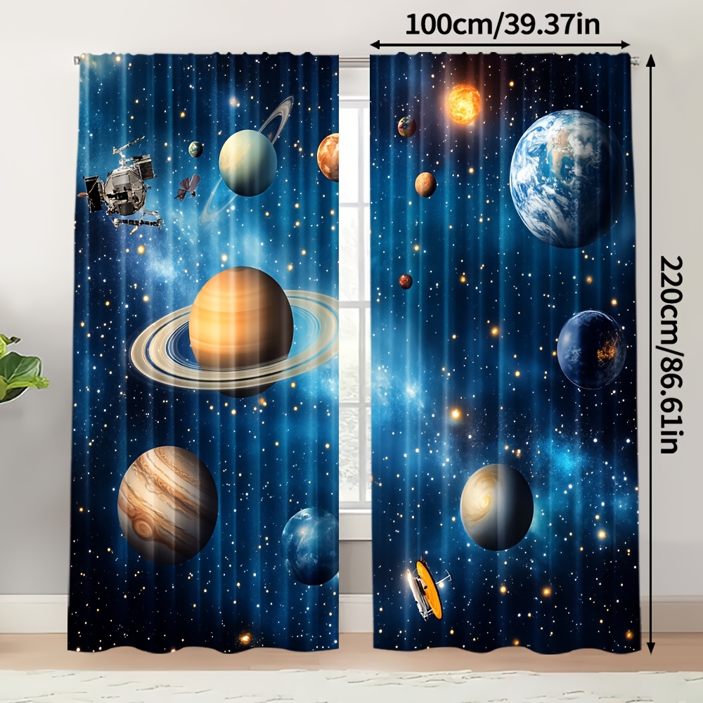 TEMU Ensemble de 2 rideaux sur le thème en tissu polyester durable (tuteur non , mouvement, piles) adaptés à une utilisation extérieure dans ,