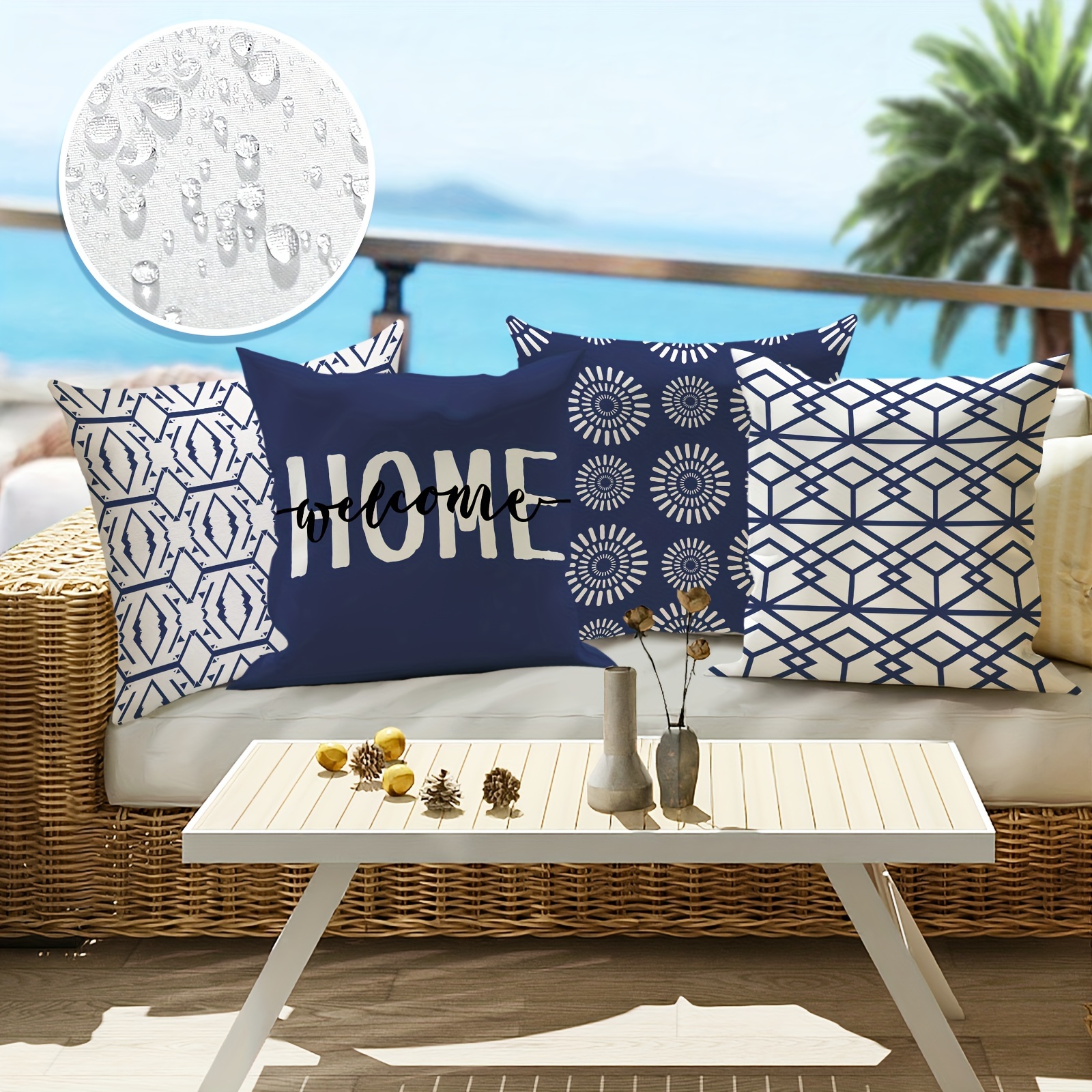 Navy aztec cushion best sale