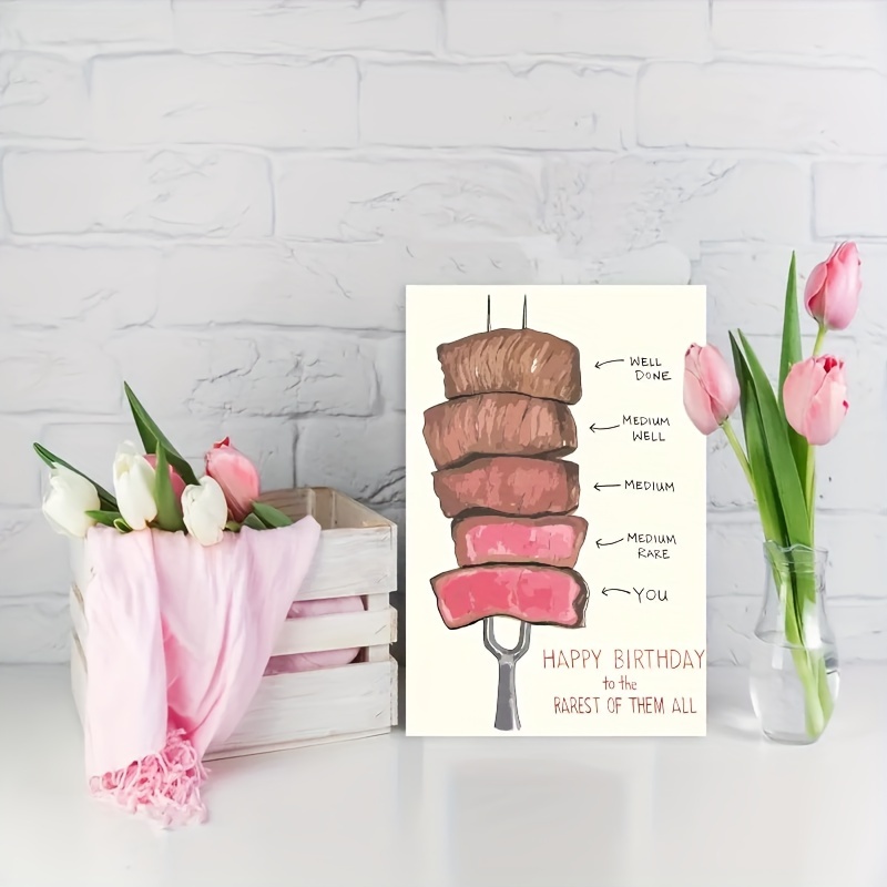 

Funny Bbq Skewer Themed Birthday Card - Friends, Family & Colleagues - -themed Greeting Card With Cartoon Design, Barbecue Skewers, Birthday Card, Funny, Gift