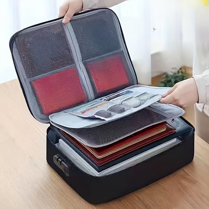 1pc Large Capacity Document Storage Bag - 3-layer Zipper Organizer For Portable Travel, Home, School, Office - Keep Safe And Secure With Sturdy Design And