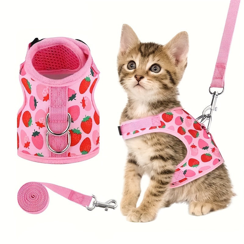 

2pcs Escape Proof Cat Harness Set, Soft Adjustable Vest With 1.5m Leash, Comfortable Breathable Walking Gear For Cats