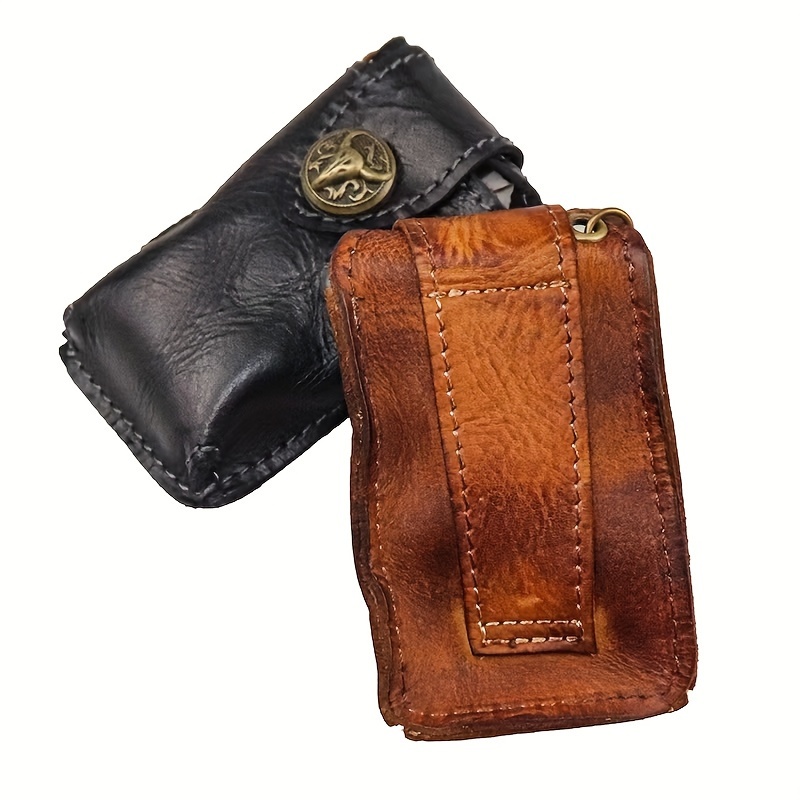 1pc Vintage Leather Key Bag Top Layer Cowhide Car Key Case | High