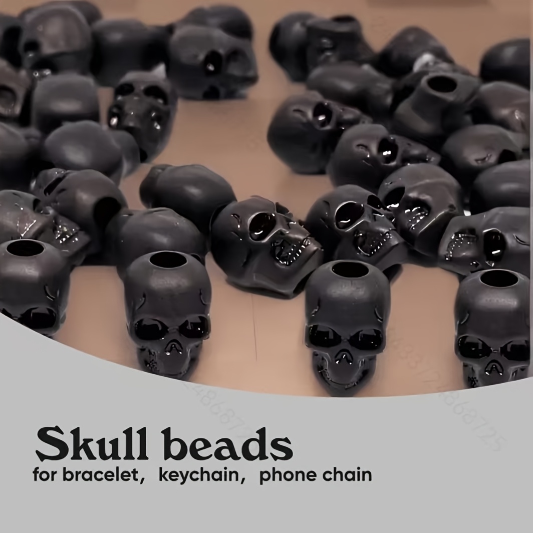 TEMU 40pcs Perles de Crâne en Acrylique à Grand Trou - à Grand Trou de 4,8 mm, Convient aux Chaînes de Téléphone, Bracelets et Porte-clés | Perles de