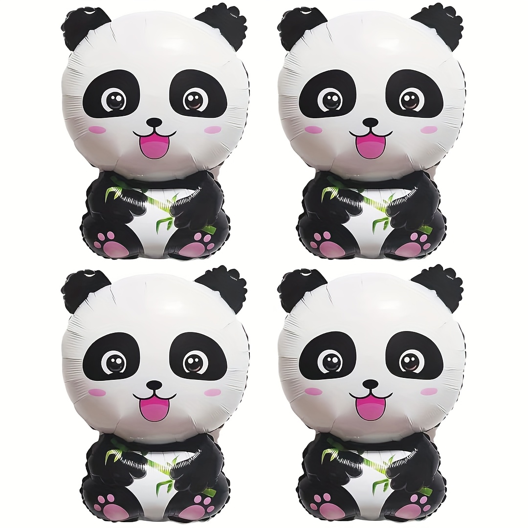 Image of 4pcs Enormous Panda Balloons Panda Balloons Cute Panda Balloons For Wildlife Animals Theme Birthday Party Decorations Supplies