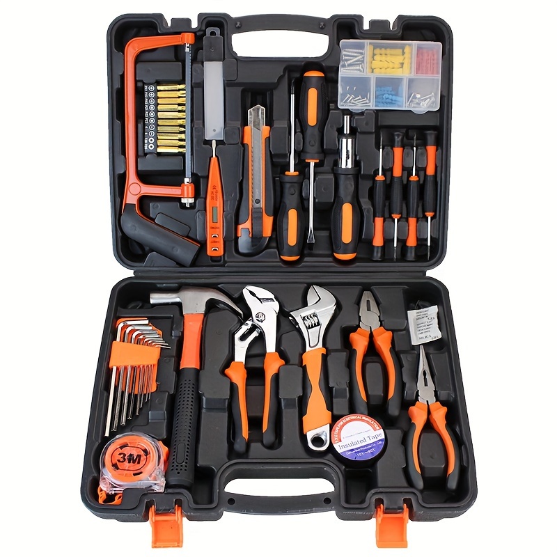 

38-piece Home Tool Kit With Hammer & Hand Saw - Durable Steel, No Assembly Required - Perfect For Diy, Office, And School Maintenance