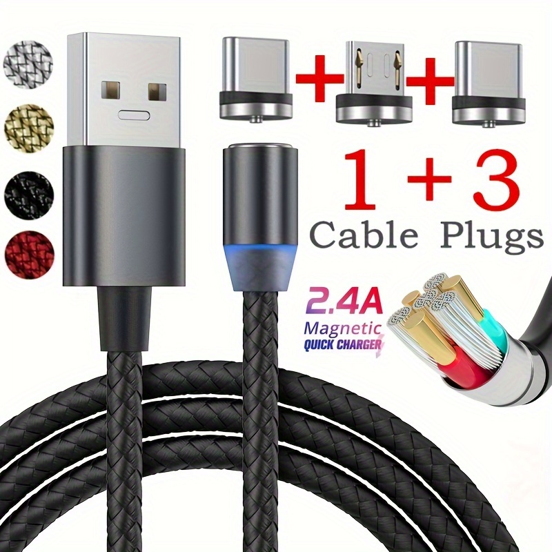 

1 Pc Magnetic Fast Charging 1 Driven 3 Data Cable Is Applicable To Android Type-c 3 In 1 Charging Cable