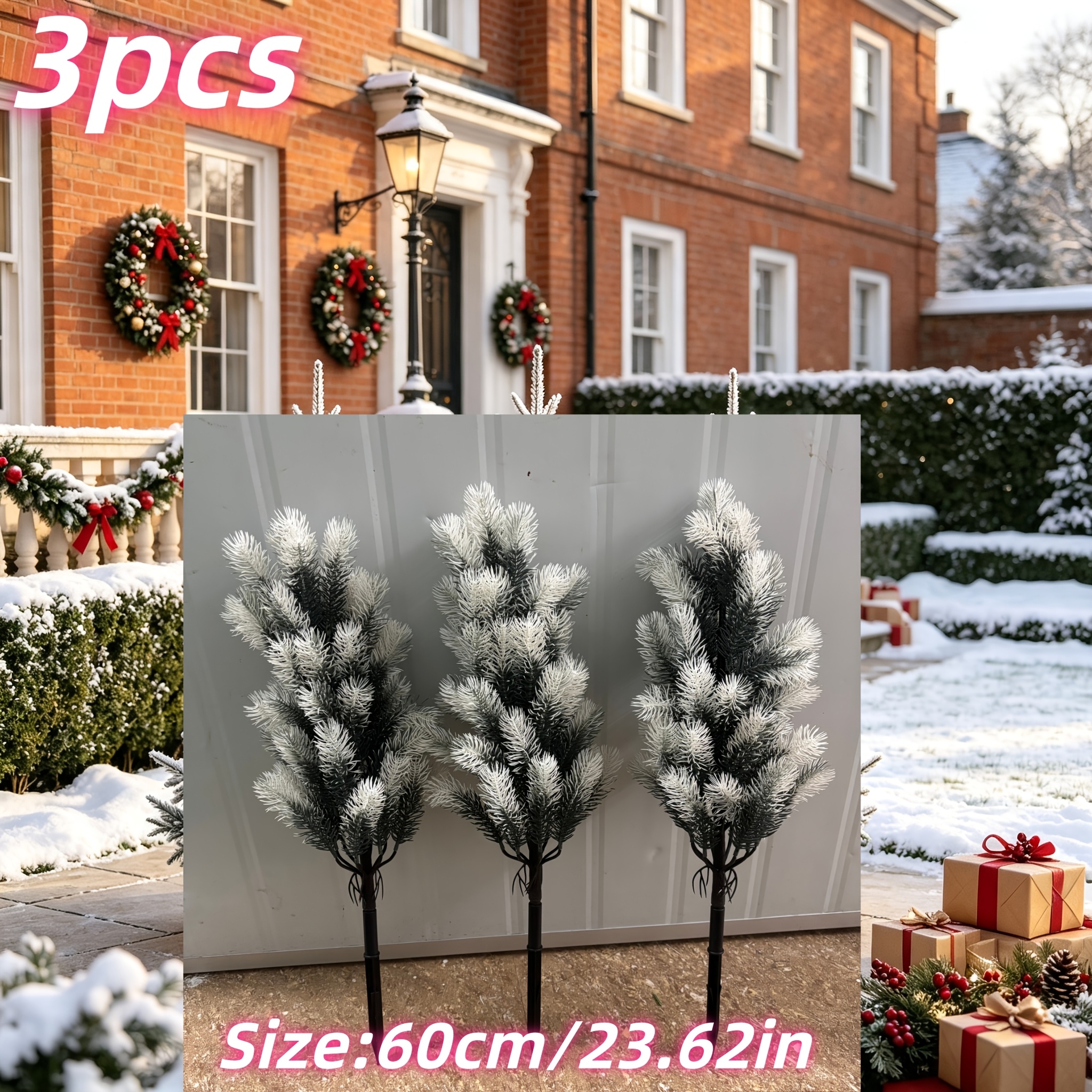 TEMU Set da 3 pezzi Albero di Natale in peluche con , rami soffici simili a e fogliame realistico, per decorazioni festive esterne, per Natale,