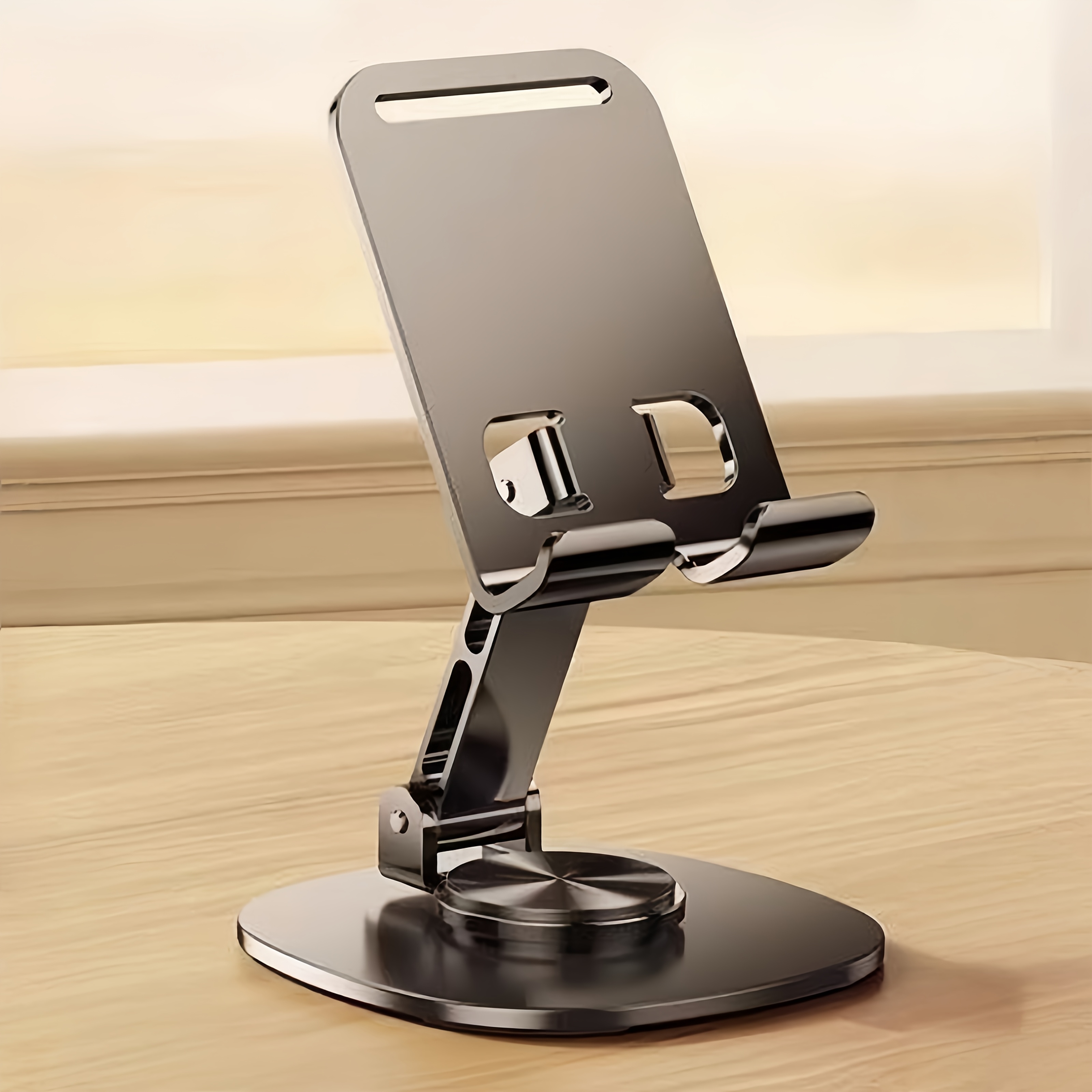 TEMU Soporte para Teléfono Móvil de Aleación de Aluminio, Soporte de Escritorio Giratorio de 360° con Diseño Plegable Ajustable de 2 Secciones,