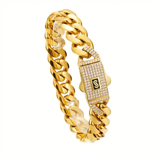 Solid 14K Gold Plated 316 Stainless Steel Thick Heavy Mens Cuban Link Bracelet Solid 14K Gold Plated 316 Stainless Steel Thick Heavy Mens Cuban Link Bracelet