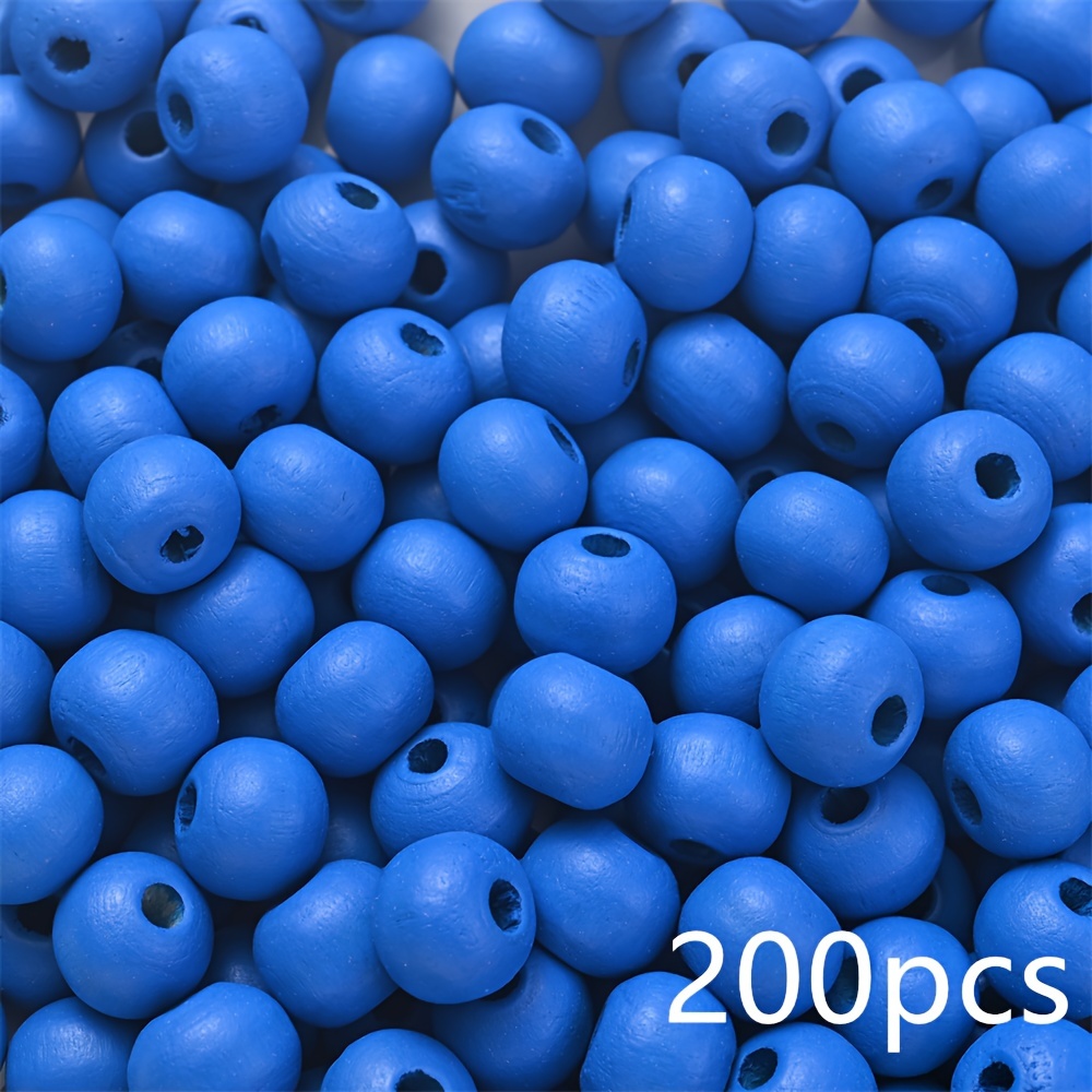 Image of 200pcs 8mm Blue/red/white And Color Random Wooden Round Beads, Used For Diy Bracelets, Necklaces, Jewelry Making, And