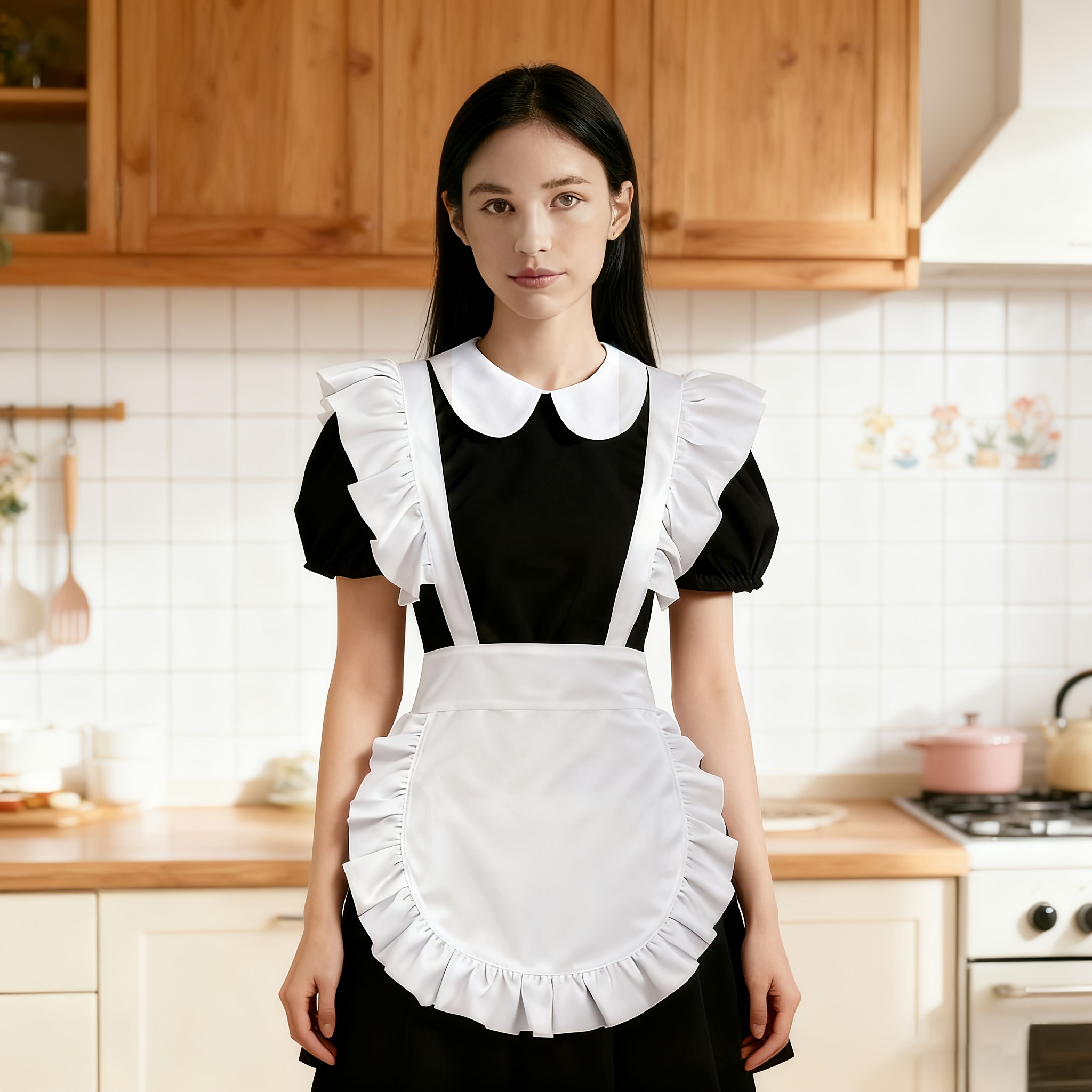 TEMU Exquisite Trim   Doll Collar Design, Sweet And Adorable. Fits Body Types, Making It A Practical Item For Kitchen Baking, Themed Parties, And