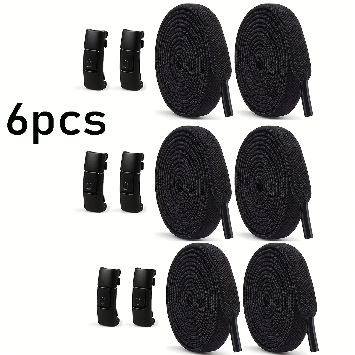 TEMU 6pcs/3 Pairs No-tie Shoelaces With Cross Lock, Quick Lock Design, Includes 6pcs Elastic Bands And 6pcs Buckles, Suitable For Tennis. Practical