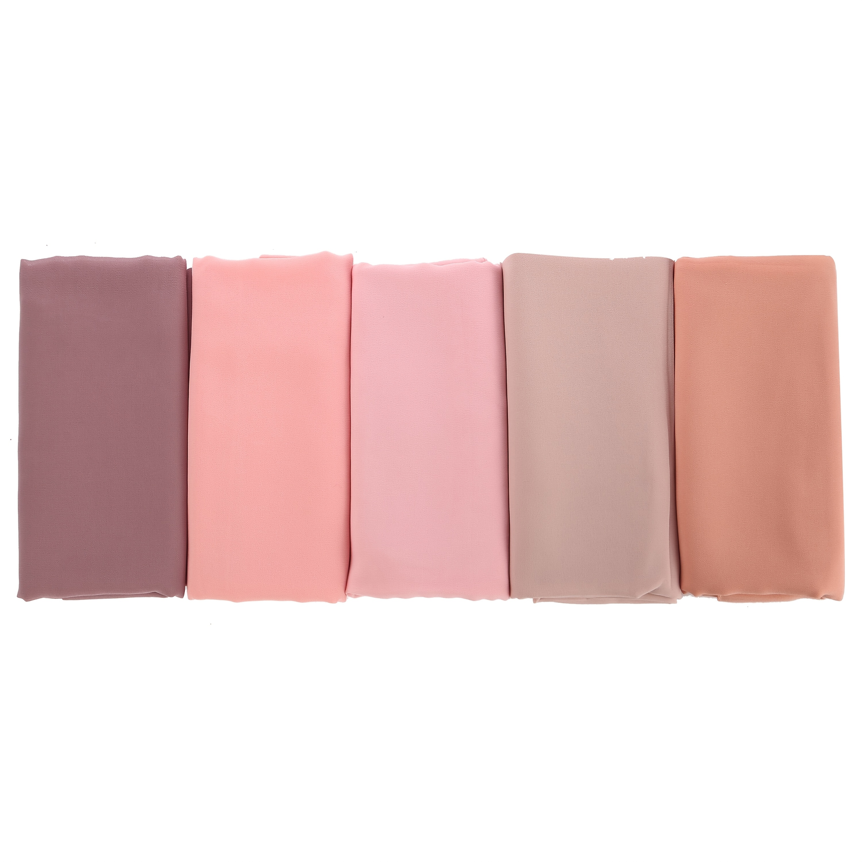 5pcs Set of Solid Color Chiffon Muslim Hijabs for Women, Packed in OPP Bag, Ramadan