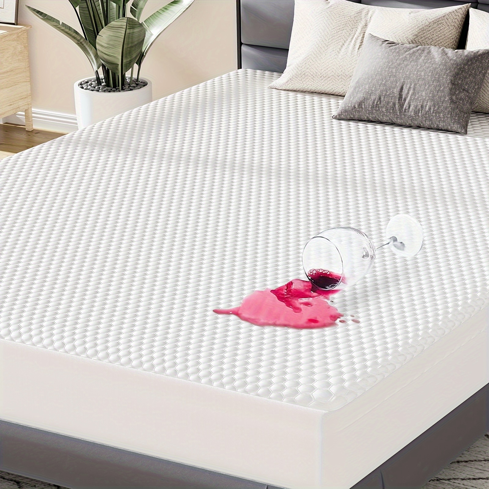 

Twin/full/queen/king Size Waterproof Mattress Protector Viscose Made From Bamboo Mattress Pad Cover Noiseless Washable With Deep Pocket Up To 21