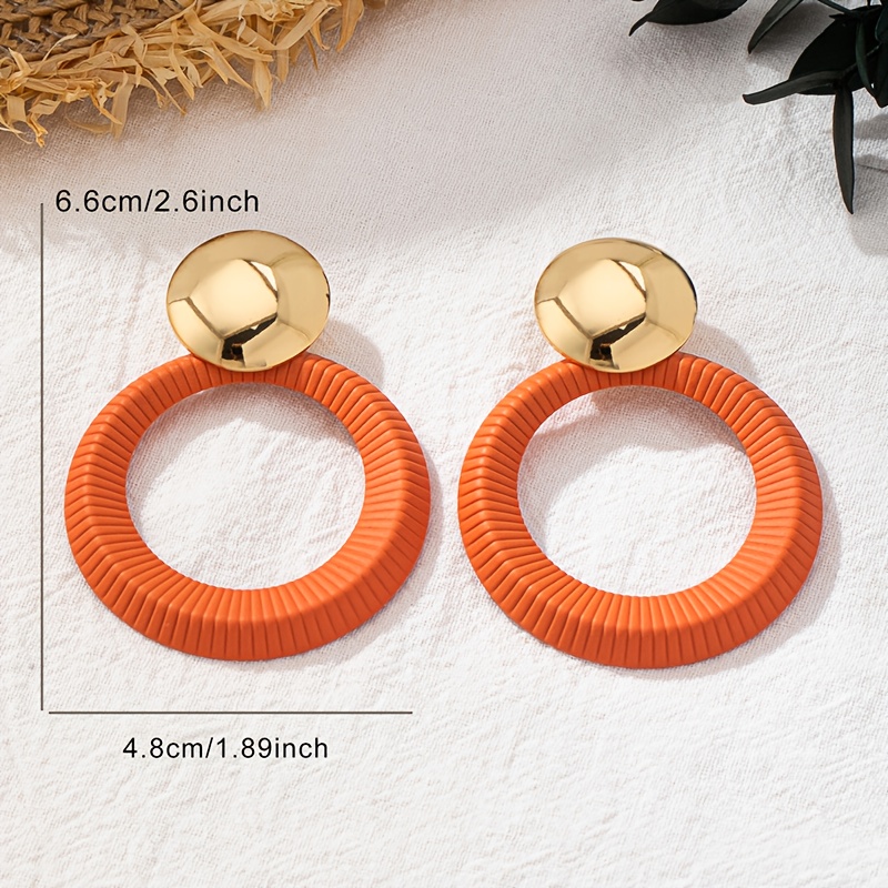 2pcs Colorful Spray-Painted Geometric Striped Circular Earrings