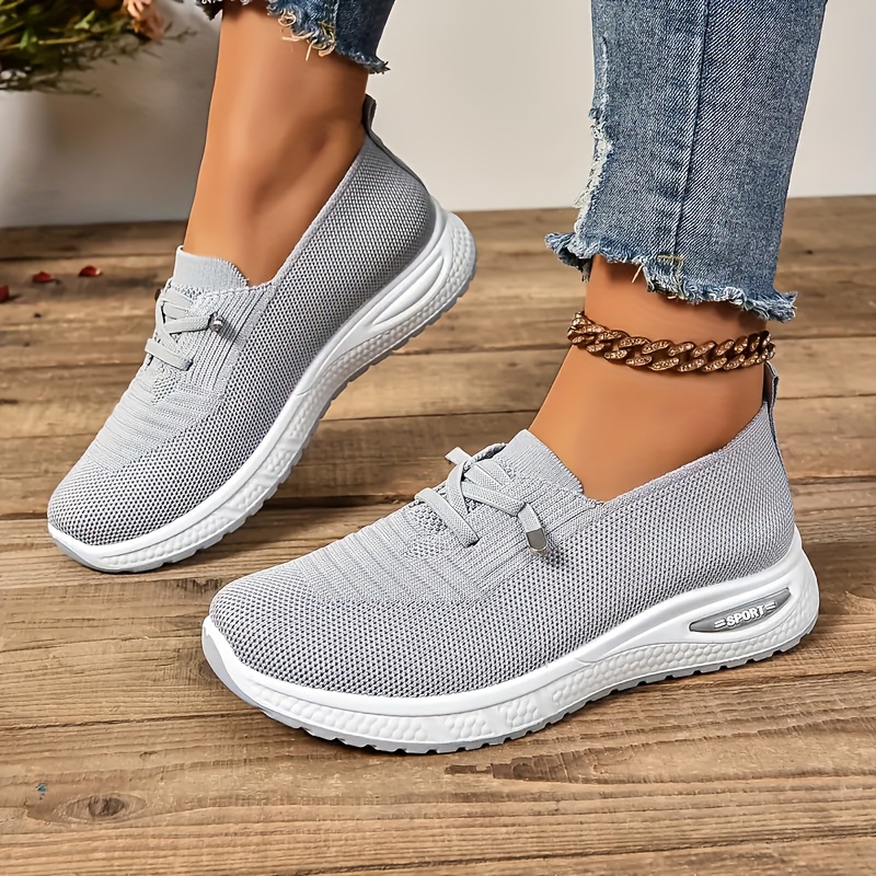 Scarpe Basse Slip-on In Maglia Traspirante Per Donna - Comode E Leggere, Per Passeggio, Lavoro E Uso Quotidiano, In Bianco E Nero