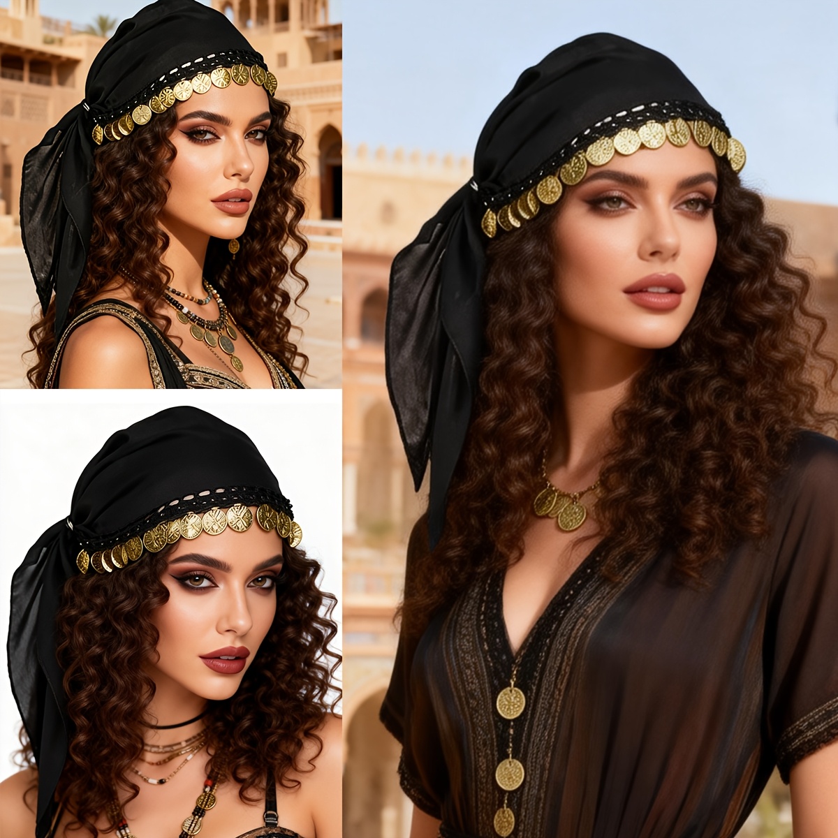 TEMU 1pc Belly Dance Jewelry Coin Headscarf Accessories Headgear Folk Hat(the Outer Packaging Of The Product Is Shipped )product Color Shipped With