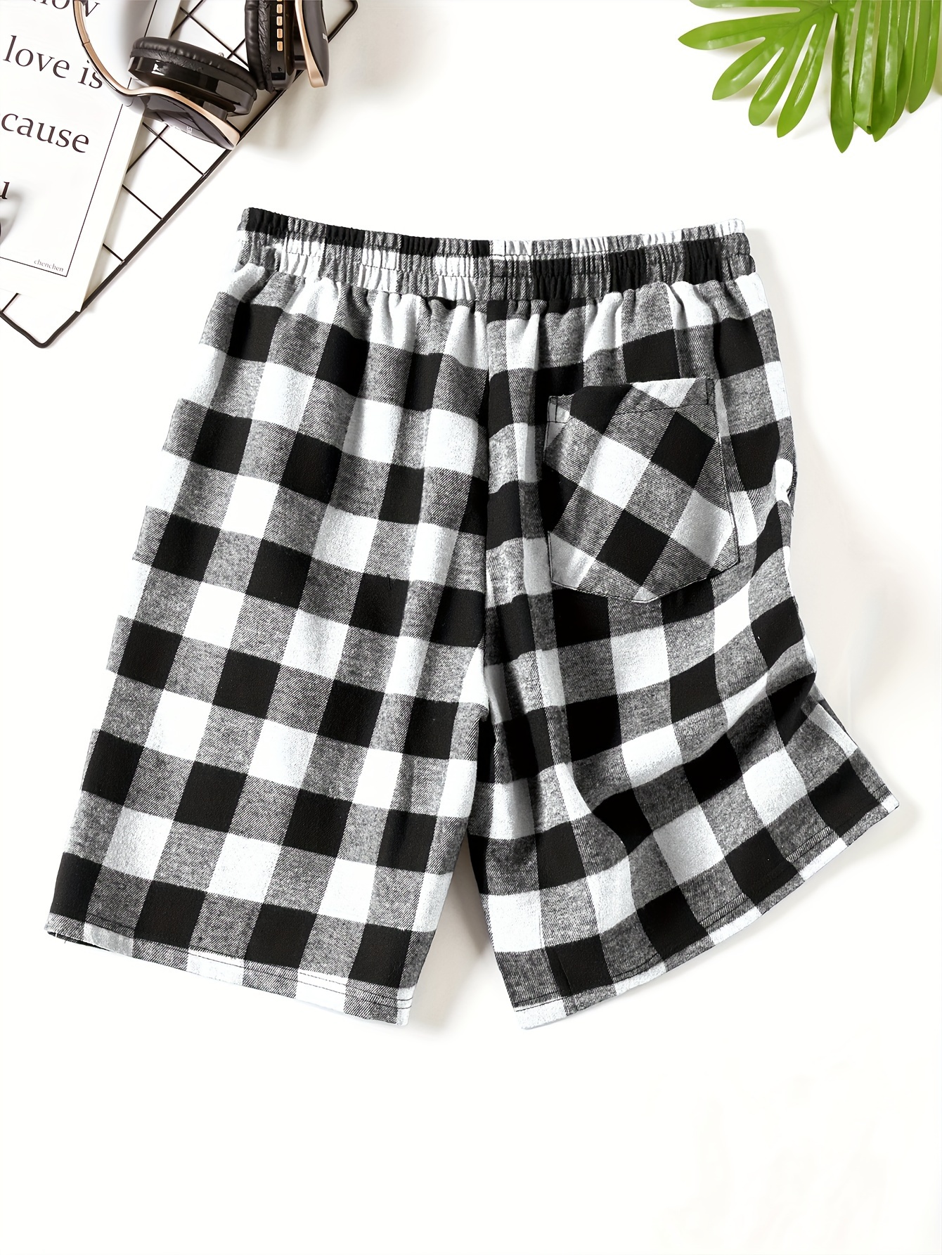 Mens black and white hotsell checkered shorts