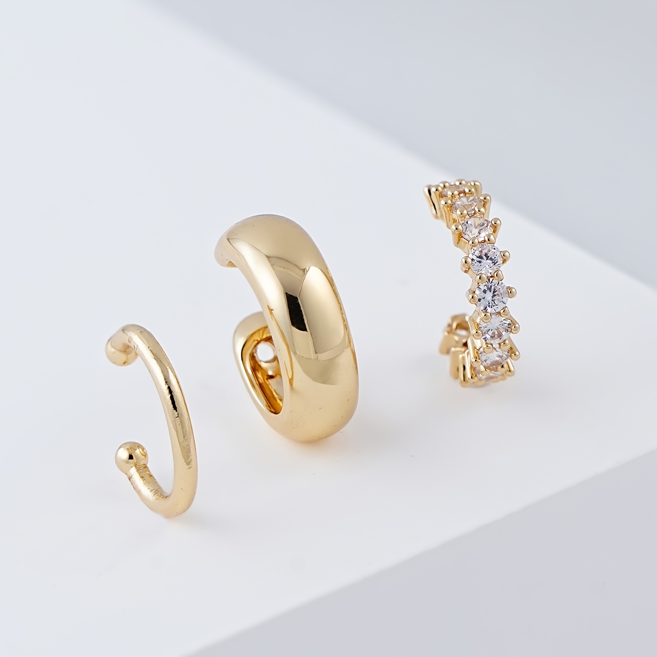 3pc Elegant Synthetic Zirconia Clip-On Earrings Set