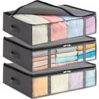 pack of 3 40l underbed storage boxes foldable underbed storage boxes with lid underbed storage boxes for clothes underbed wardrobe gray