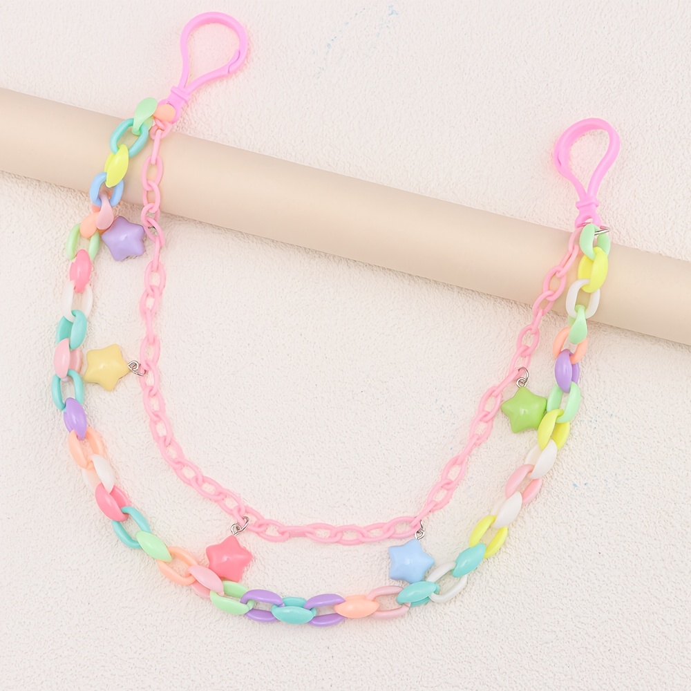 TEMU Colorful Acrylic Five-pointed Star Pattern Trampoline Pattern, Cute Macaron Color Pants Chain, Hip-hop Pants Waist Chain Hanging Chain, Very