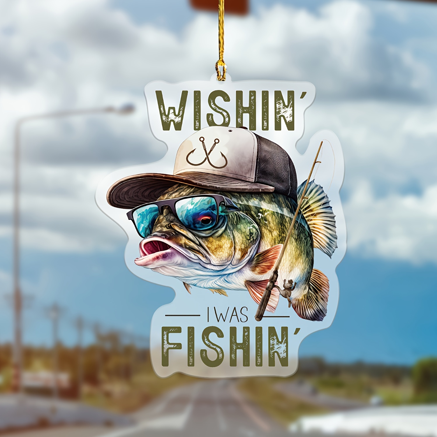 

Fishing 's Dream: 2d Acrylic Pendant - Bags, Keychains & Car Mirror Decor