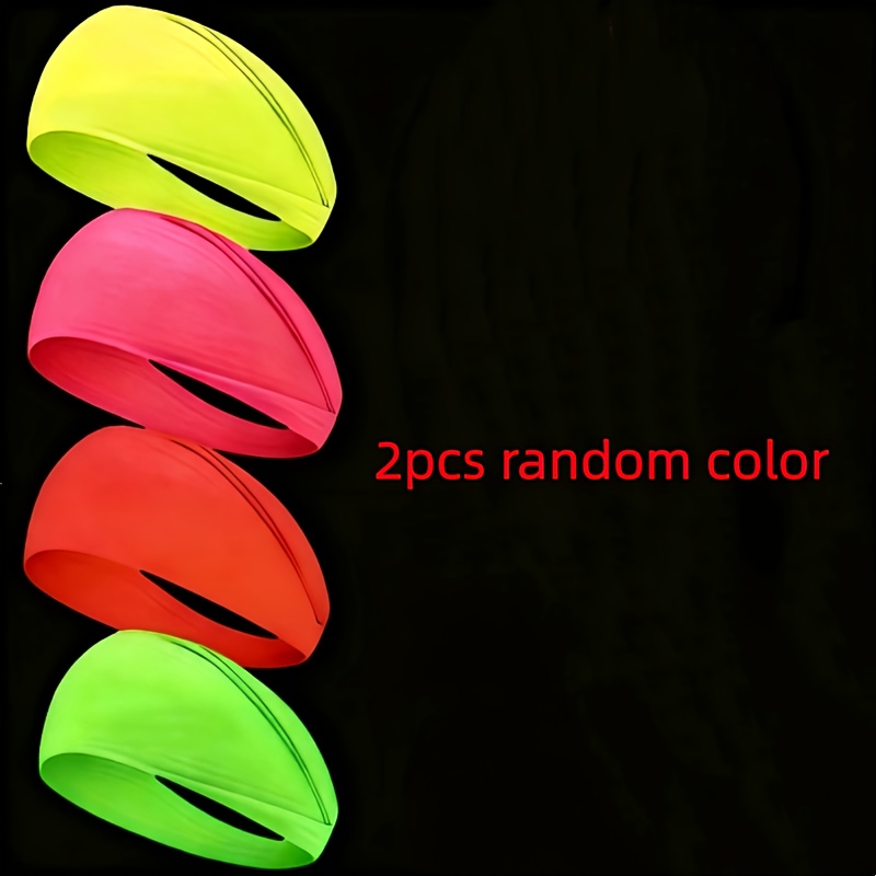 E-shop 2 fluoreszierende, schweißpermeable Stirnbänder, minimalistische fluoreszierende Stirnbänder für Damen, elastische und lockere,
