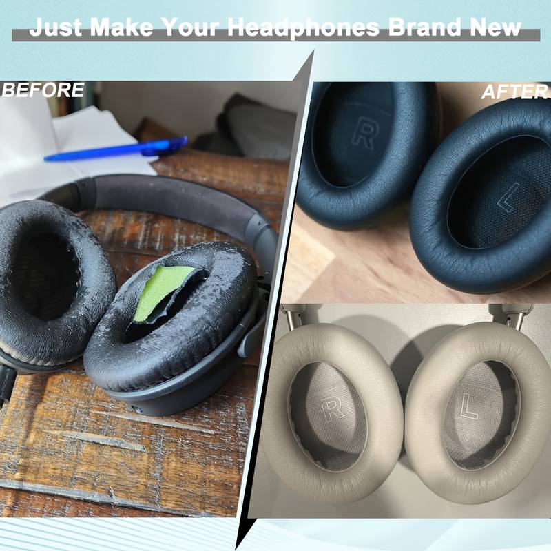 Leather Ear Pad Foam Cushion – DIY Replacement For Bang & Olufsen B&O U70 Headphones (Black)
