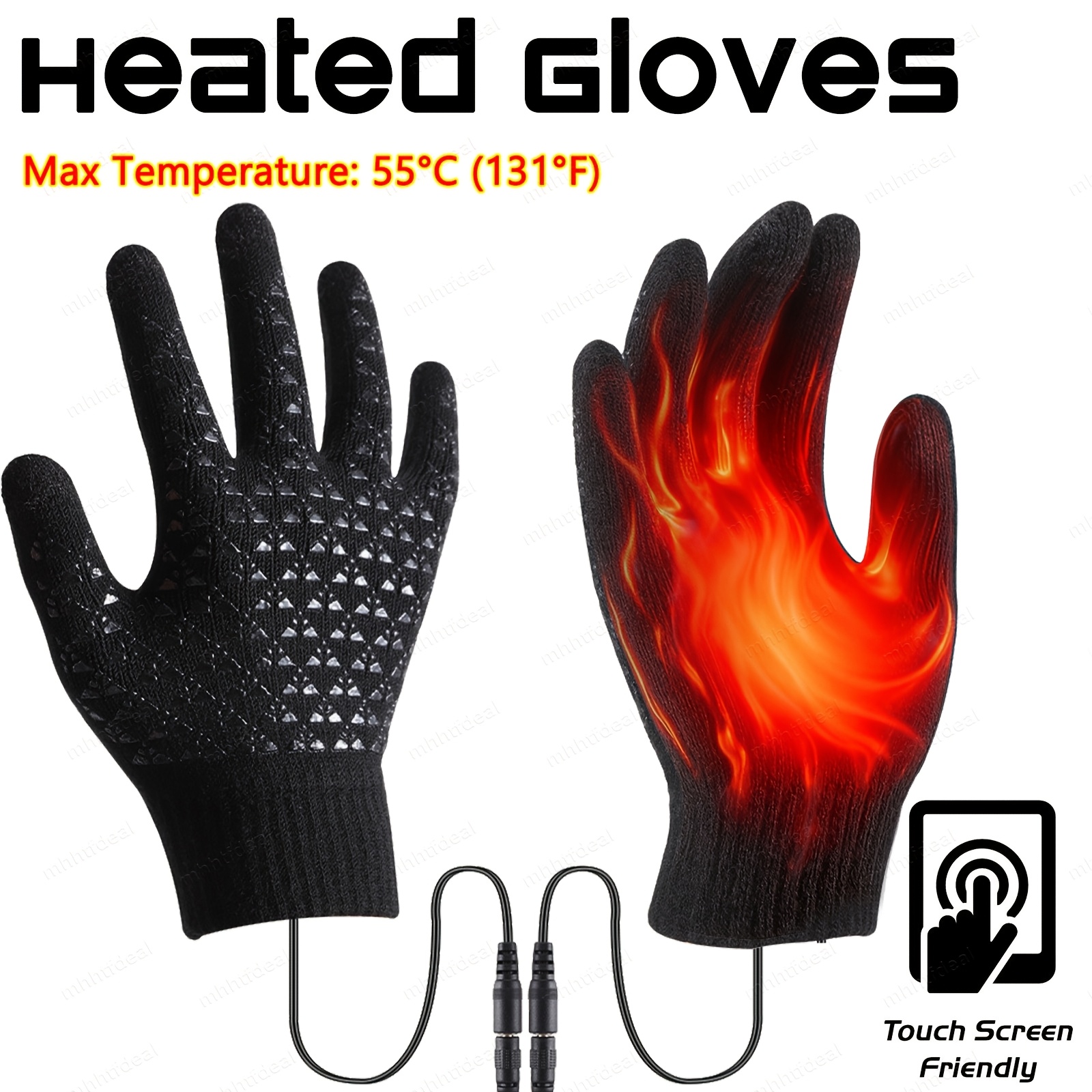 TEMU Usb-powered Electric Heating Gloves - Double-sided Palm Heating, Weather Gloves For Winter, Computer, Outdoor, Construction -warm Touchscreen