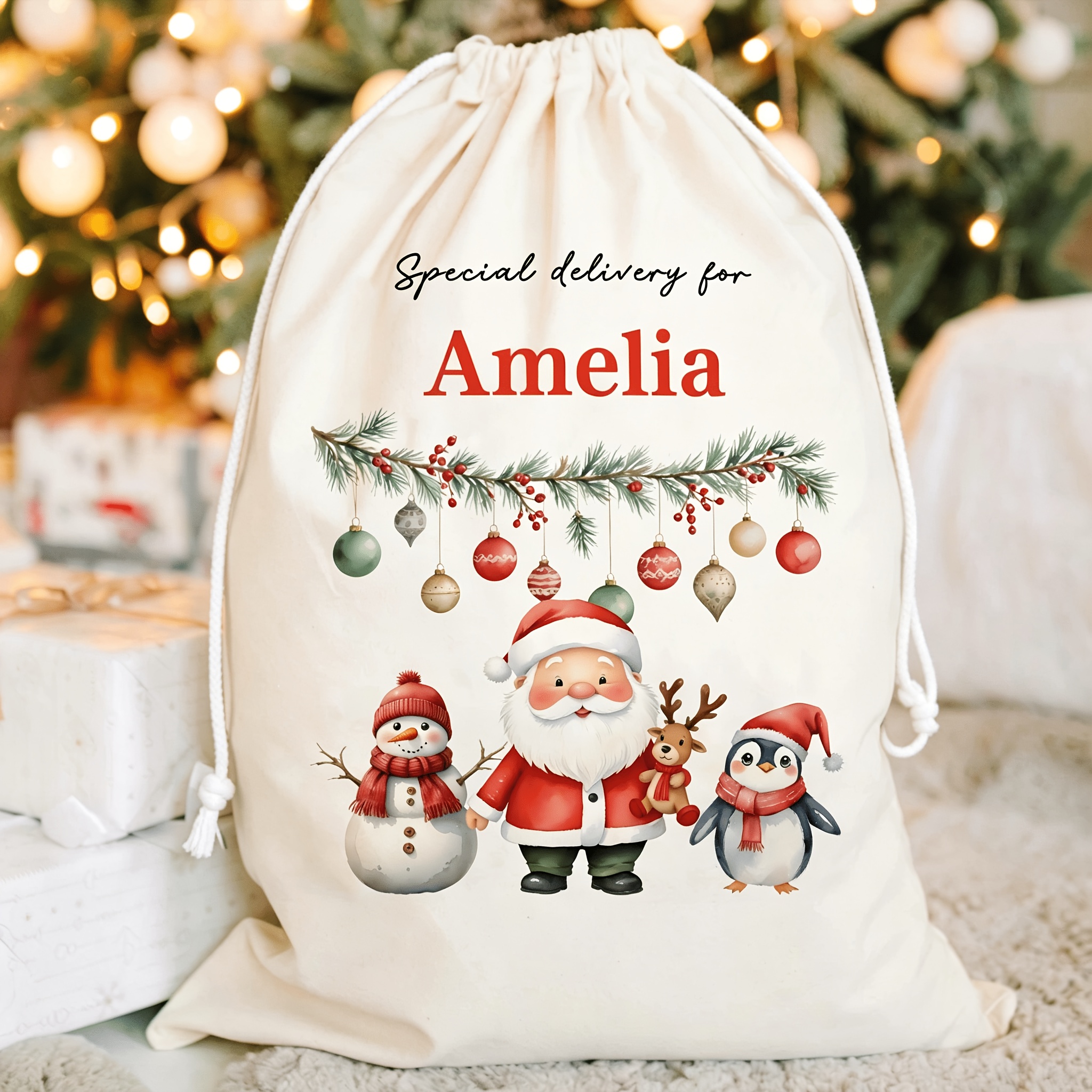 TEMU [custom] Personalized Santa Bag Gift Bag For Her/him, Custom Name Party Gift Bag, Ideal Christmas Gift Bag, Charming Fashionable Santa Bag Is