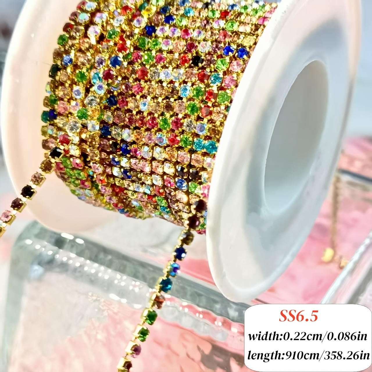 E-shop /Rolle, Zubehör für die Herstellung von Geldbörsen, gemischte Farben, Strass-Klauenketten SS6.5-SS12, kann handgenäht werden für , Kleidung,