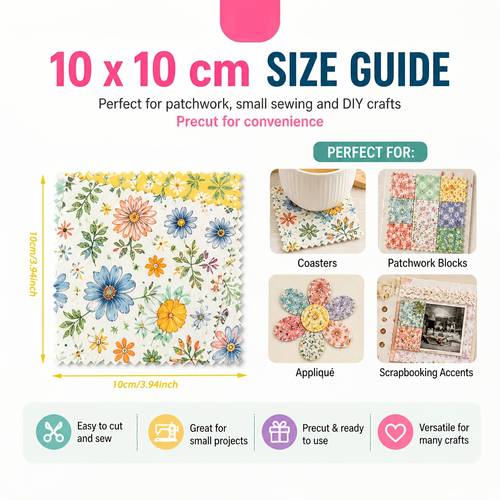 mini charm 100pcs random pre cut fabric squares 10 x 10cm random colors 100 polyester hand kit pre cut 120gms craft fabric quilting wallet mothers day gift