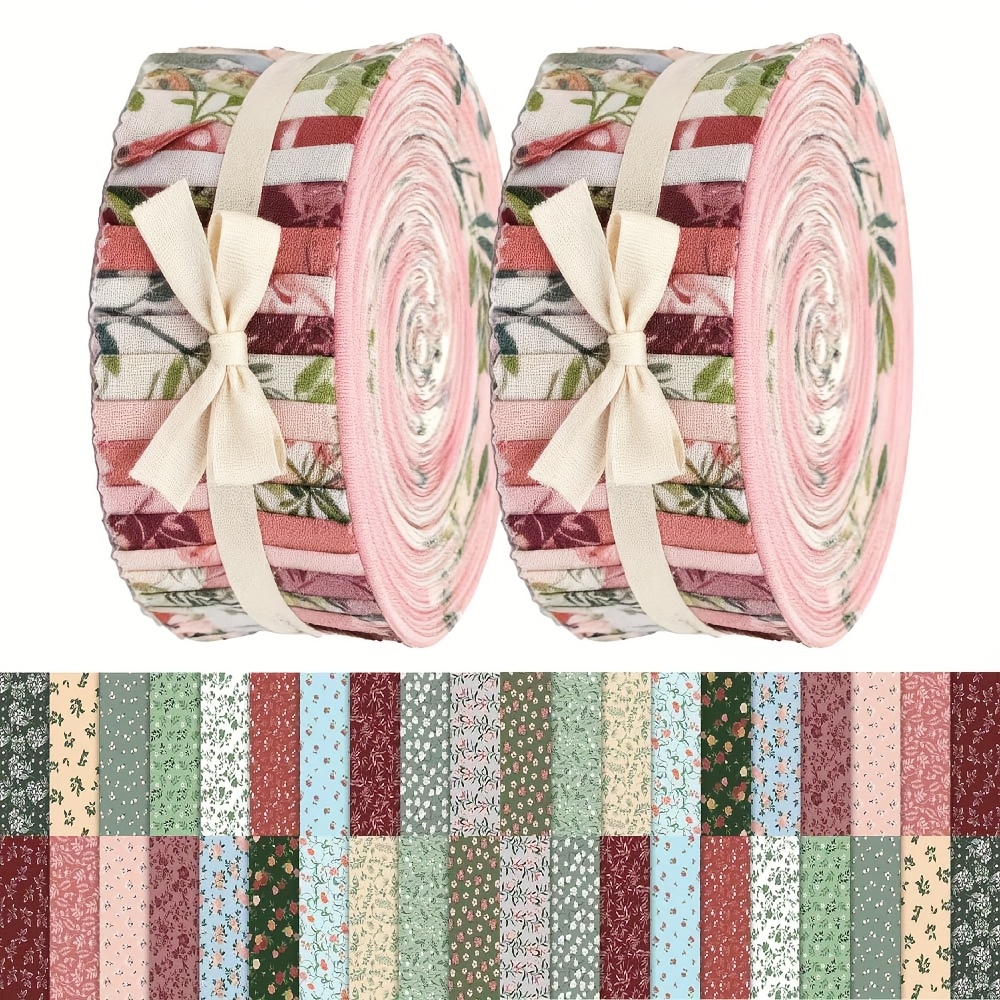TEMU 40 Sheets 6.5 X 50cm (2.55 X 19.7in) Vintage Floral Pattern Pre-cut Fabric Bundle, Suitable For Hand Sewing, Quilting, Doll Making, Holiday
