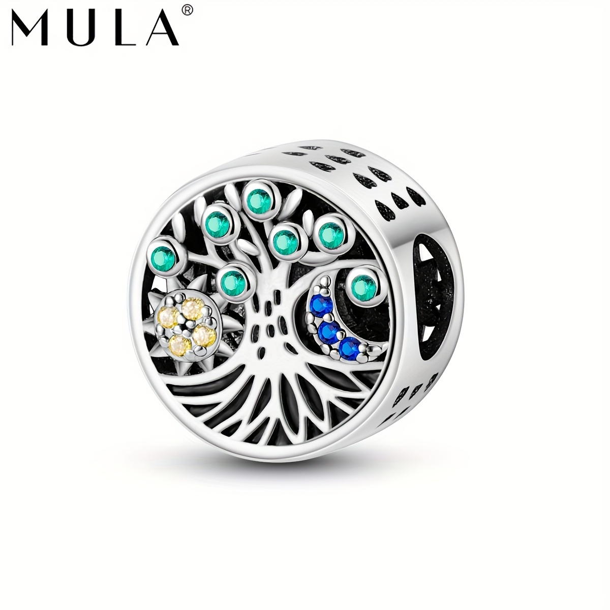 

Mula 925 Silvery-plated Sparkling Zirconia Family Tree Charm - Fits Bracelets, Necklaces, Bangles | Making Accessory For Women And Girls, Round Bead, Pendant Beads, Daily Jewellery Accessories, Mula