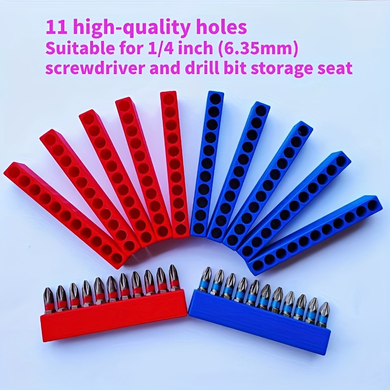 

10pcs Screwdriver Bit Holder Set - 1/4" Hex Shank, 11-hole Organizer For Easy & Storage, Plastic, Electricians & Diy Enthusiasts