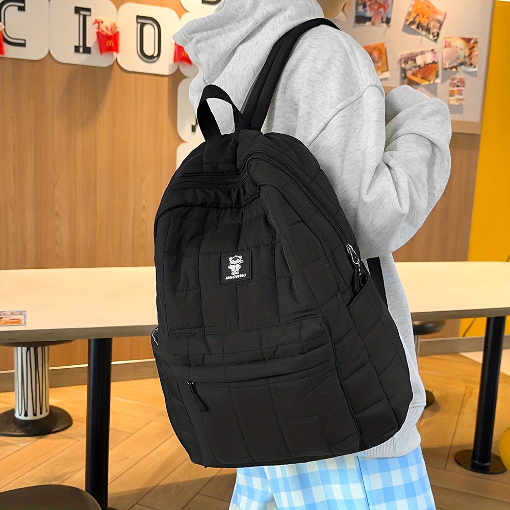 Soft Quilted Puffer Backpack Lightweight Nylon Casual Shoulder Bag_voghion.com
