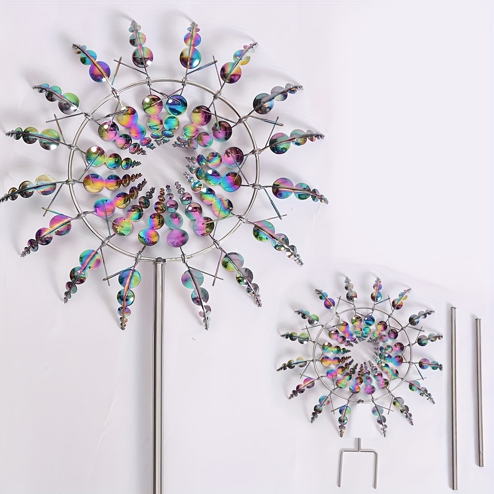 1pc metal kinetic  l garden decor vibrant hanging spinner with colorful beads no battery needed durable outdoor lawn   powered sculpture for yards parks gardens garden   Product details 5