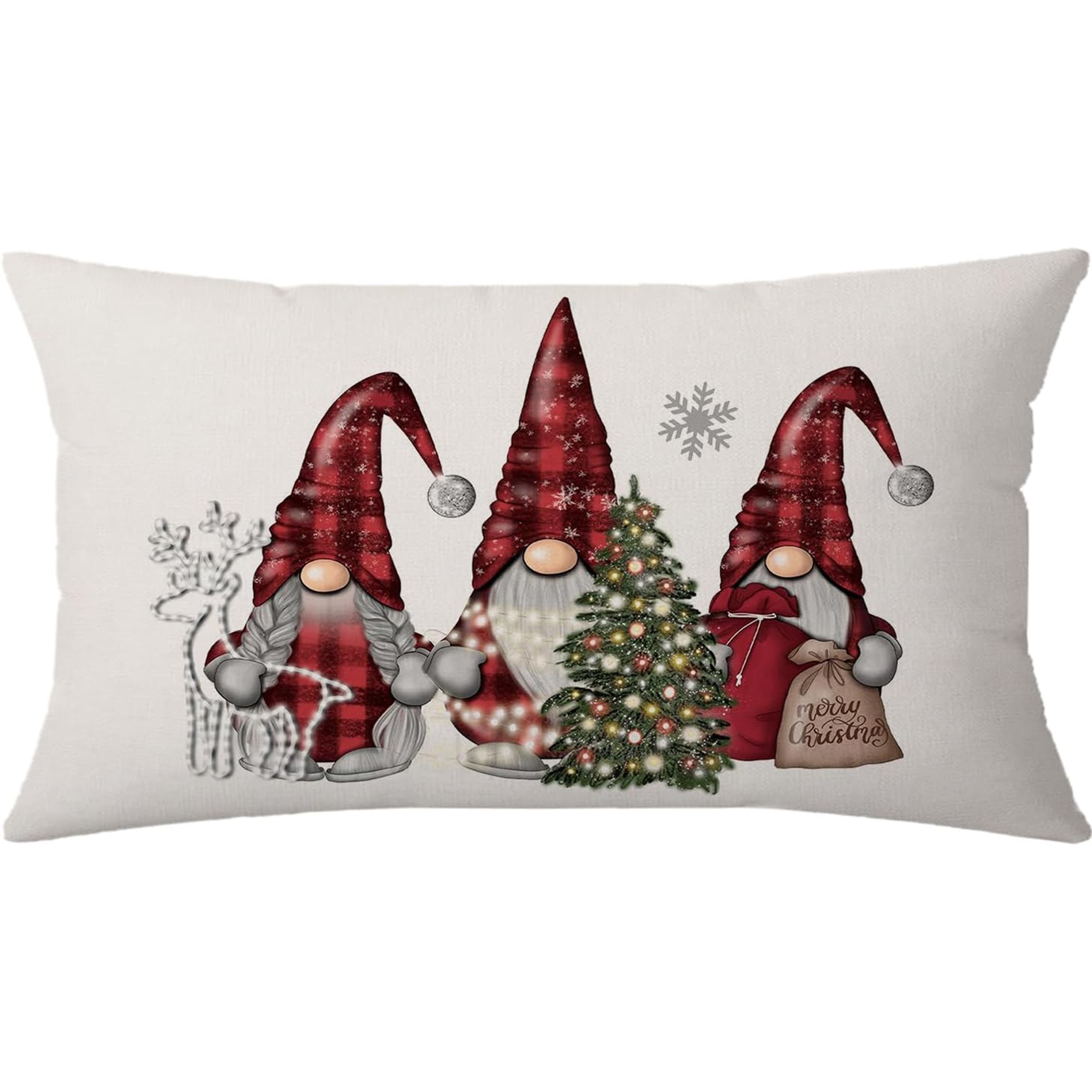 

1pc, Linen Red Christmas Pillow Covers Merry Decorations Outdoor Throw Pillow Covers Pillowcases For Patio Sofa Couch Bedroom Decorative(single Side, No Pillow )