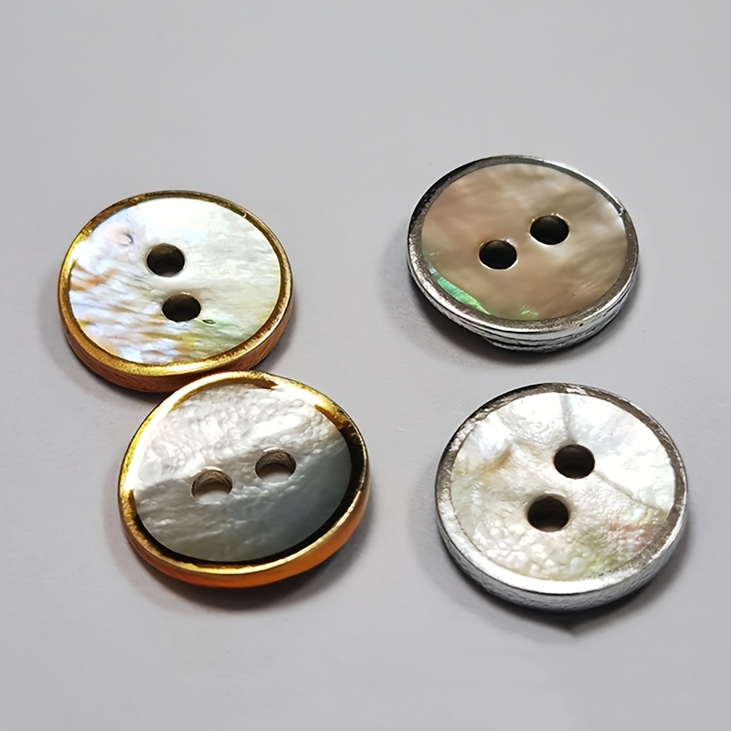 

10pcs 11.5mm Silvery Grey Shell Buttons, Two-hole Round High-end Shirt Buttons For Crafting And Sewing