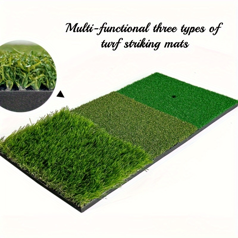 

1pc Golf Practice Hitting Mat With Eva Base - 3-in-1 Multi-functional Turf Mat For Chipping, Swinging, And Driving Drills - Portable Golf Training Aid With 3 Grass Textures