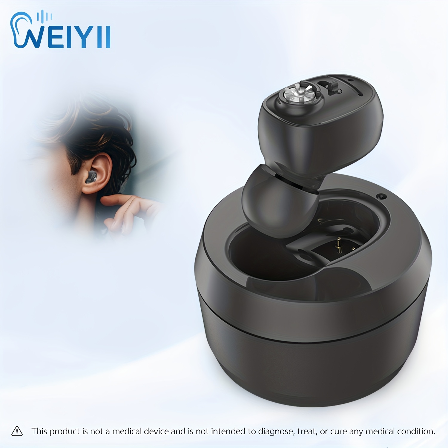 WEIYII Sound Amplifier Earphone Charging Box And High-performance Chip Hearing Amplifiers, USB Interface For Convenient Charging, Long Battery Life Lightweight And Comfortable Suitable For Meetings, Social Occasions, Daily Life
