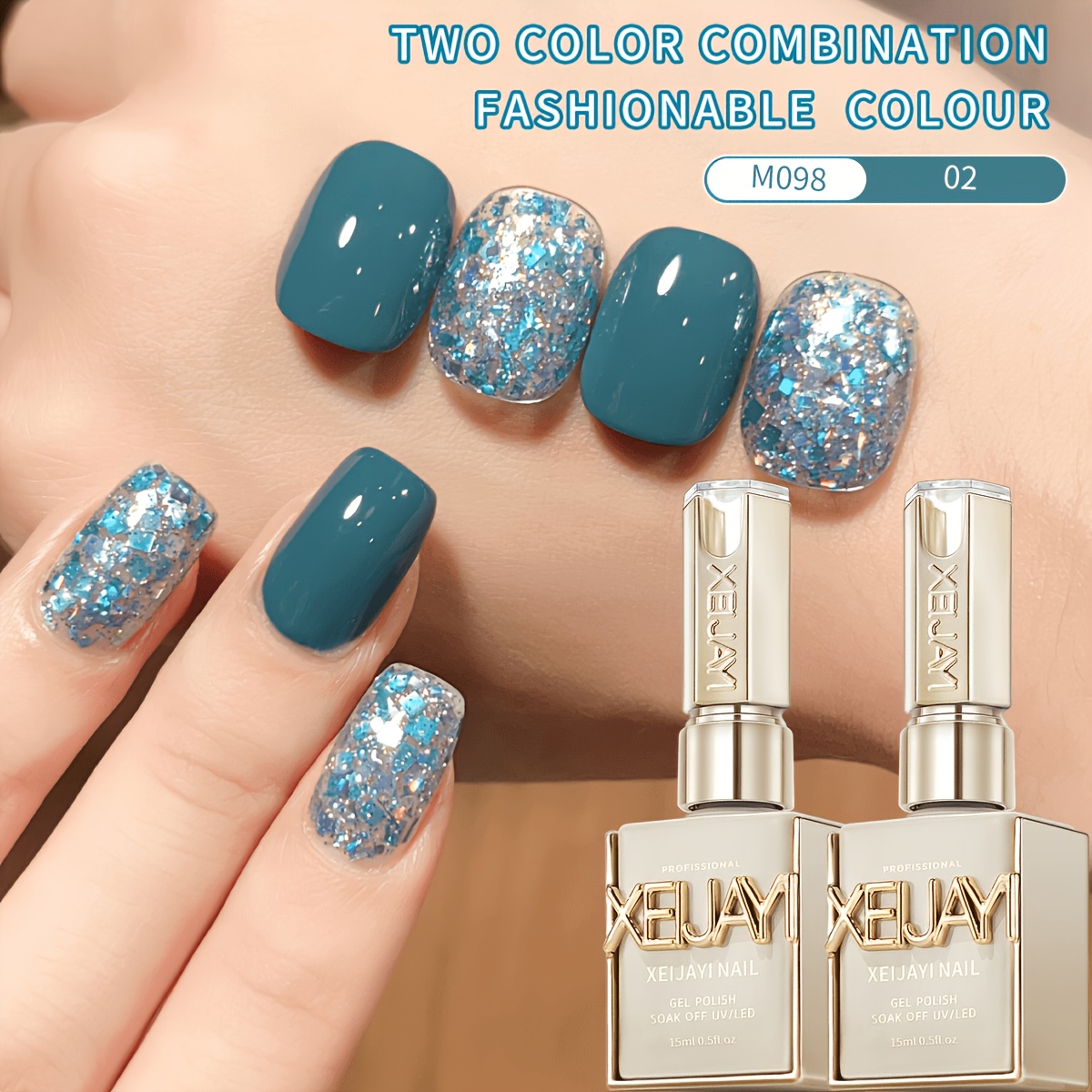 Image of Glitter Nail Art 2 Colors 15ml Gel Nail Polish Soaking Led Nail Gel Salon Female Nail Art Tools Fashion Nail Designs