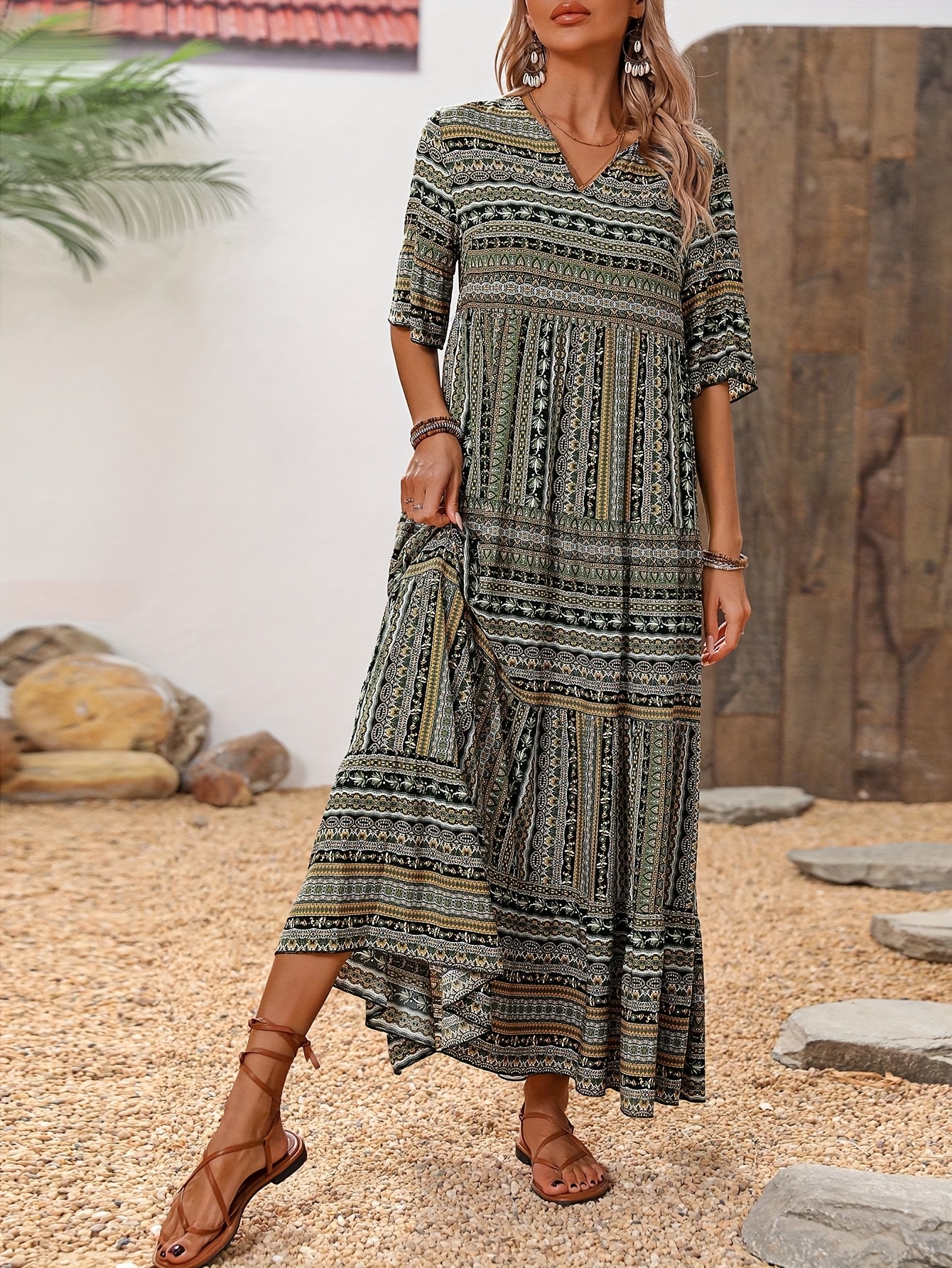 robe midi à col femme légère en 100% polyester Temu Switzerland