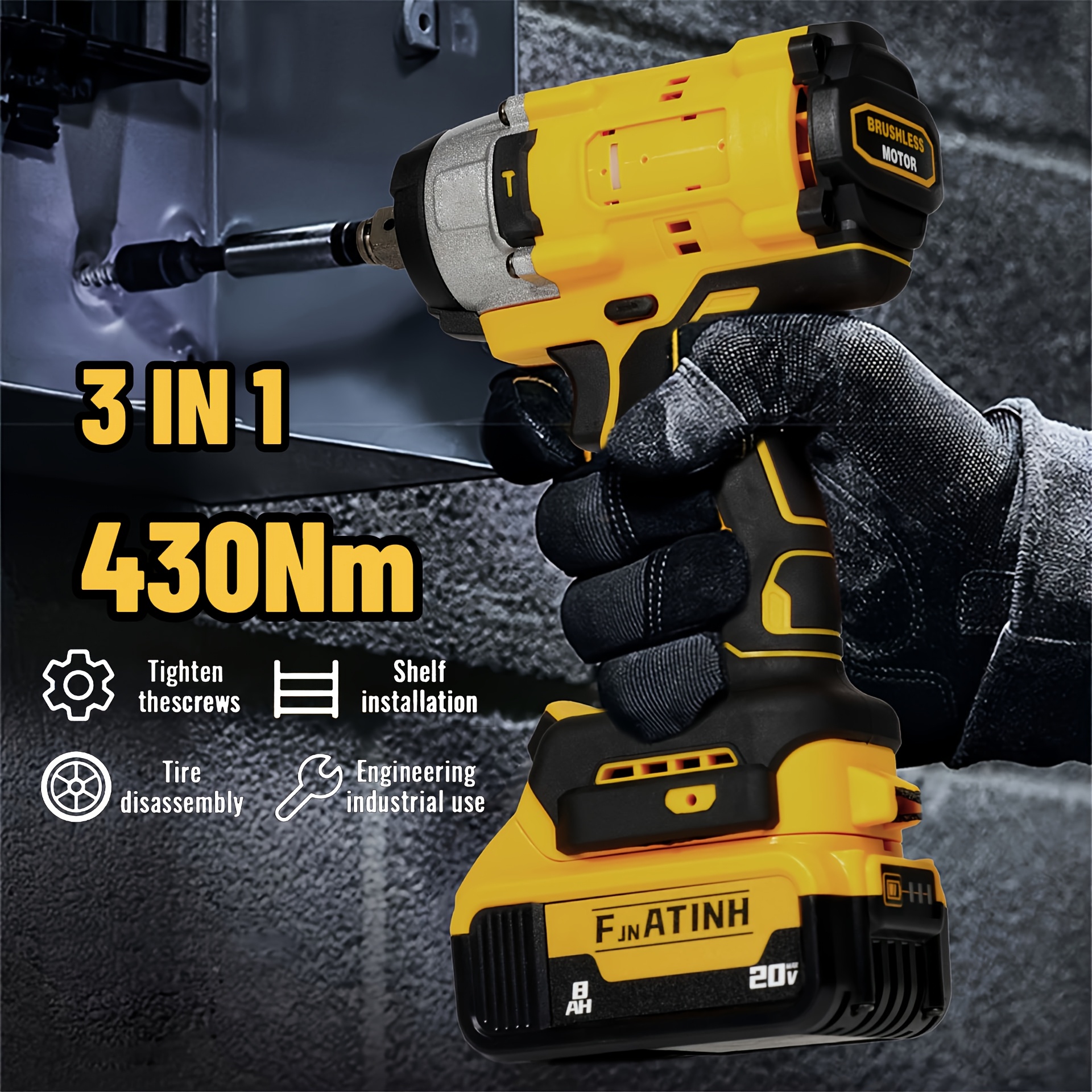 

3600 Rpm Impact Wrench - 430n.m, 3-in-1 Electric Driver With Tire & Engineering Use Features, Industrial-grade For Car & - Ideal Valentine's Gift For Men, Cordless Impact Wrench For Automotive