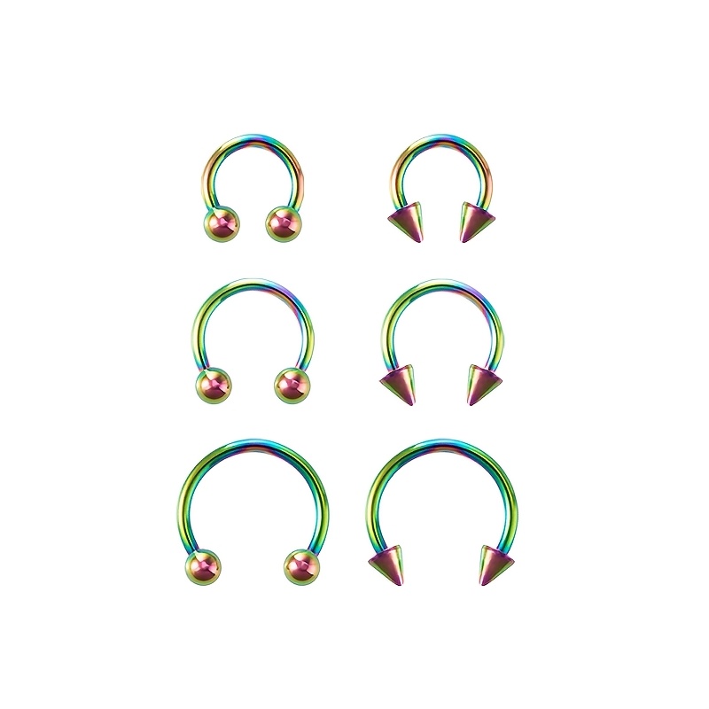 6pcs Stainless Steel Hoop Earrings & Nose Rings Set