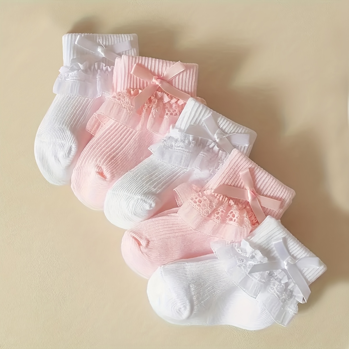 5 paar zachte en elastische babysokjes voor meisjes