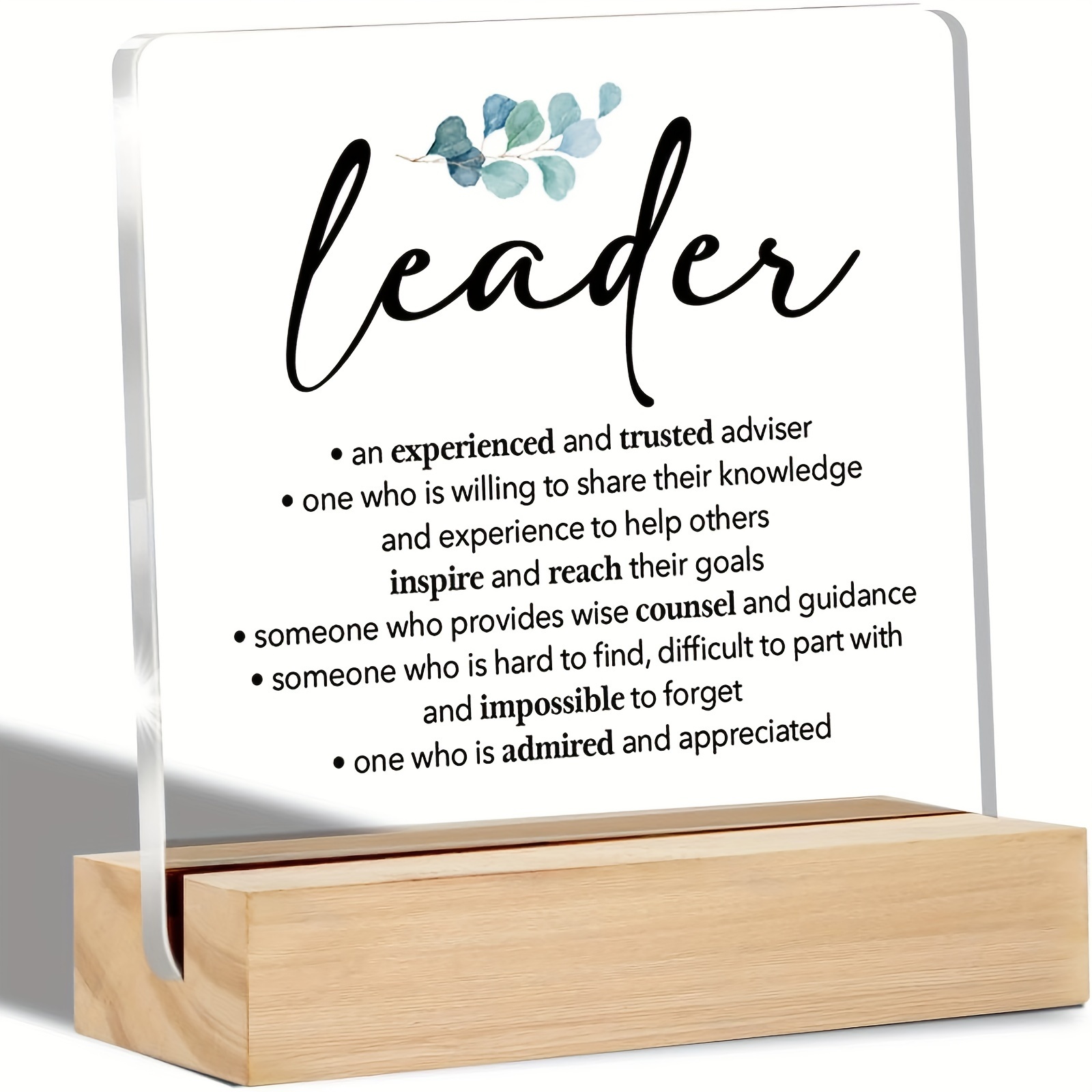 

1pc, Thank You Leader Gift Leader Clear Desk Decor Sign Appreciation For Boss Coach Instructor Appreciation Gift Acrylic Plaque Sign Keepsake Office Decor