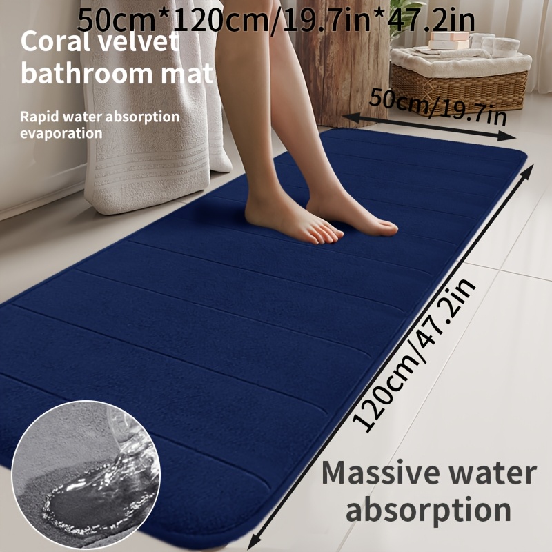TEMU Bathroom Rug With Memory Foam And Thickened Stripes, Non-slip, Extra Absorbent And Soft Bath Mat, Machine Washable, Hand Washable, Quick
