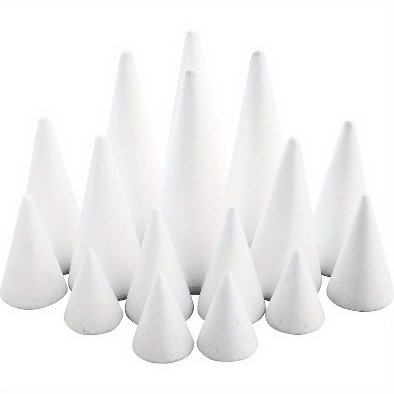 

16pcs Handmade Foam Cones, 4 Different Sizes Of Trees, Holiday Decoration, Handmade Gnome (white, 6-15cm/2.4-6in)